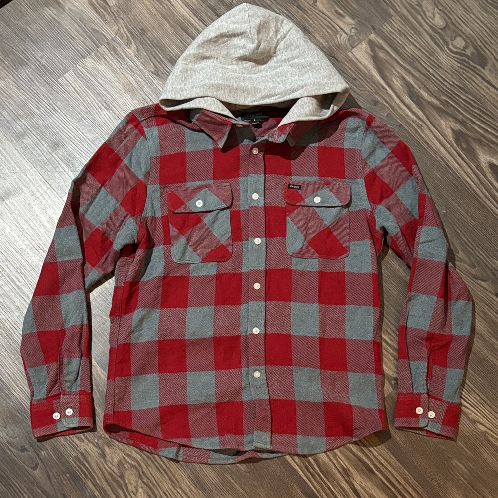 Brixton Hooded flannel shirt jacket